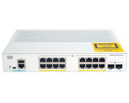 [C1000-16P-E-2G-L] Cisco Catalyst 1000 16-port GE, PoE, 2x1G SFP Switch / Ext PS