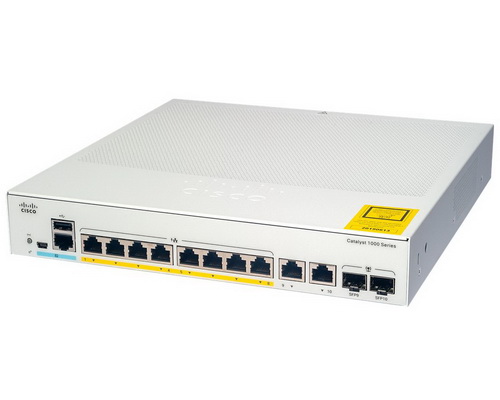 [C1000-8P-E-2G-L] Cisco Catalyst 1000 8-port GE, PoE, 2x1G SFP Switch with external PS