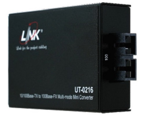 [UT-0216] Link 10/100 Mini Fiber Optic Media Converter SC (MM) w/AC Adapter 2 km.