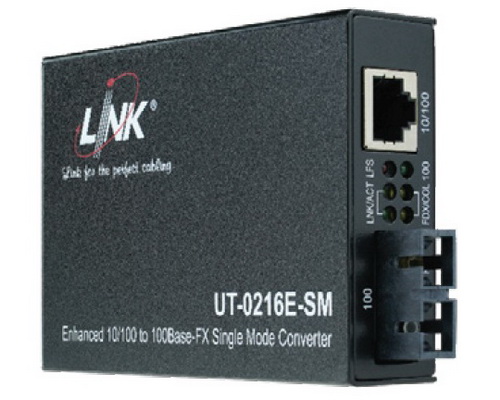 [UT-0216E-SM30] Link 10/100 Enhance Fiber Optic Media Converter SC (SM) w/AC Adapter 30 km.