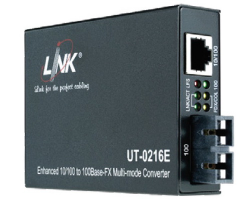 [UT-0216E] Link 10/100 Enhance Fiber Optic Media Converter SC (MM) w/AC Adapter 2 km.