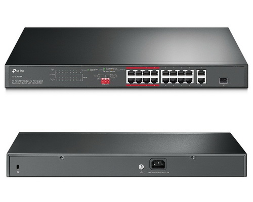 TP-Link TL-SL1218P 16-Port 10/100 Mbps + 2-Port Gigabit Rackmount Switch with 16-Port PoE+